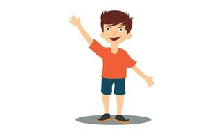 vector teenager boy cartoon character, boy with happy smile on white background.