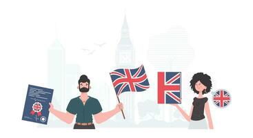 The concept of learning English. English language team. Flat modern style. Vector illustration.