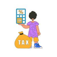 A combed man with a percentage. The topic of paying taxes. vector