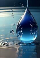 Pure water drop background, Generative AI Illustration. photo