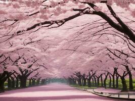 Cherry blossom field in tokyo, Generative AI Illustration. photo