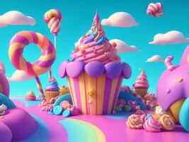 Colorful Candyland Background, Generative AI Illustration. photo