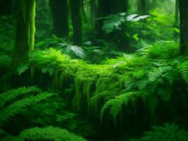 verde plantas en bosque, generativo ai ilustración. foto