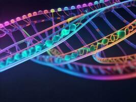 DNA helix colorful genes chromosomes, Generative AI Illustration. photo