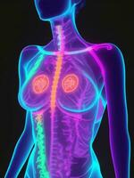 Breast cancer x-ray of woman body, Generative AI Illustration. photo