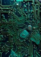 Computer circuit board digital background, Generative AI Illustration. photo