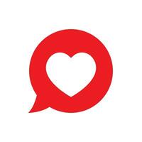 Red speech bubble with love icon vector in flat style