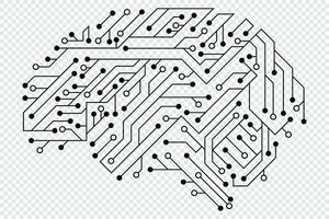 Artificial Intelligence brain illustration with board circuit. Circuit board human brain. Circuit board. Vector illustration