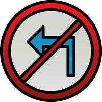 No Turn Left Vector Icon Design