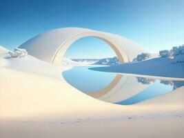 Dune in winter with portal, Generative AI Illustration. photo