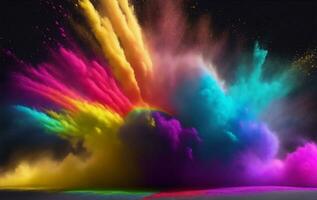 Explosion of colored powder, Generative AI Illustration. photo