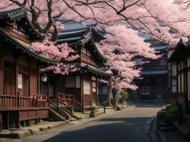 tradicional Japón antiguo ciudad, generativo ai ilustración. foto