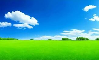 verde prado y azul cielo, generativo ai ilustración. foto