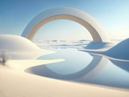 Dune in winter with portal, Generative AI Illustration. photo