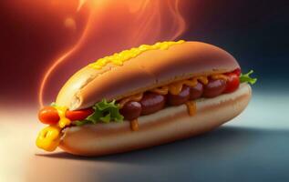 A delicious hot dog, Generative AI Illustration. photo