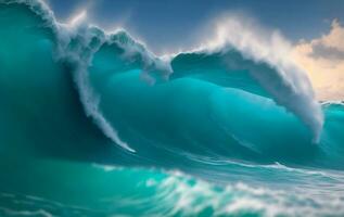 chapoteo azul ola en el mar, generativo ai ilustración. foto