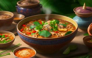 Khao soi northern Thai food, Generative AI Illustration. photo