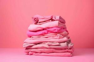 Stack pink garment. Generate Ai photo