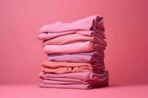 Stack pink clothes. Generate Ai photo