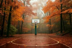 Asphalted Basketball court outdoor. Generate Ai photo