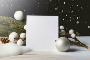 saludo Navidad vacío tarjeta. generar ai foto