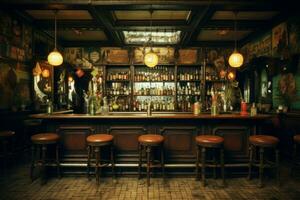 Bar interior vintage loft. Generate Ai photo
