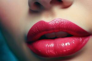 Kissable Beautiful female lips. Generate Ai photo