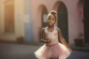 africano pequeño niña ballet. generar ai foto