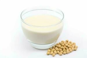 Glass soy milk. Generate Ai photo