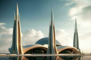 Modern mosque art. Generate Ai photo