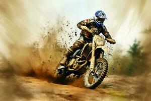 Motocross crossing riding. Generate Ai photo