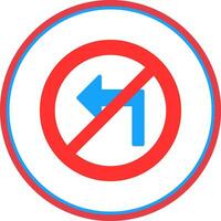 No Turn Left Vector Icon Design