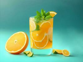 un Fresco naranja menta limonada, generativo ai ilustración. foto