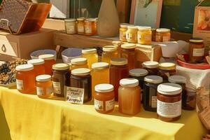 Honey beeswax market. Generate Ai photo