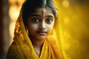 Indian sari girl. Generate Ai photo