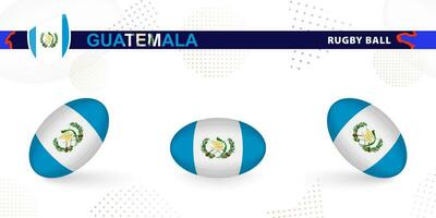 Rugby ball set with the flag of Guatemala in various angles on abstract background. vector