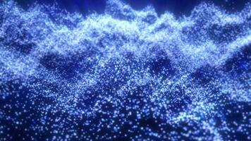 bleu vagues de énergie particules magique embrasé haute technologie futuriste lumière points abstrait Contexte video