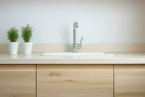 Kitchen furniture sink. Generate Ai photo