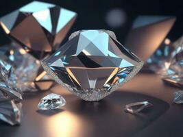 Soft focus shot of beautiful diamonds, Generative AI Illustration. photo