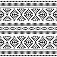 Seamless ethnic pixel pattern in black and white color. Tribal vector illustration with Native American style. Design for print fabric and clothing.