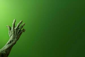 Green zombie hand background. Generate ai photo