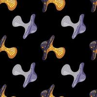 Hand drawn psychedelic mushrooms seamless pattern. Magical fly agaric wallpaper. vector