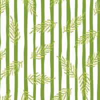 Abstract seaweed backdrop. Organic fern leaves seamless pattern. Simple style botanical background. vector