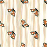 Simple stylized moth seamless pattern. Butterflies wallpaper. Flying insect print. vector