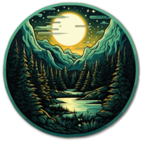 Ai generated forest and moon in the night png