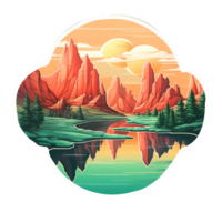 Ai generated mountain lake and forest scene with a mountain in the background png