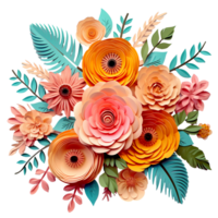 ai généré coloré fleurs sur une transparent Contexte png