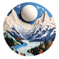 Ai generated mountain landscape, paper art png