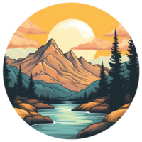 Ai generated mountain landscape with river and trees png