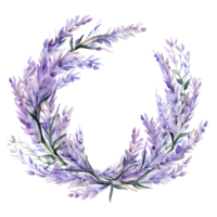 Ai generated watercolor lavender flowers wreath png